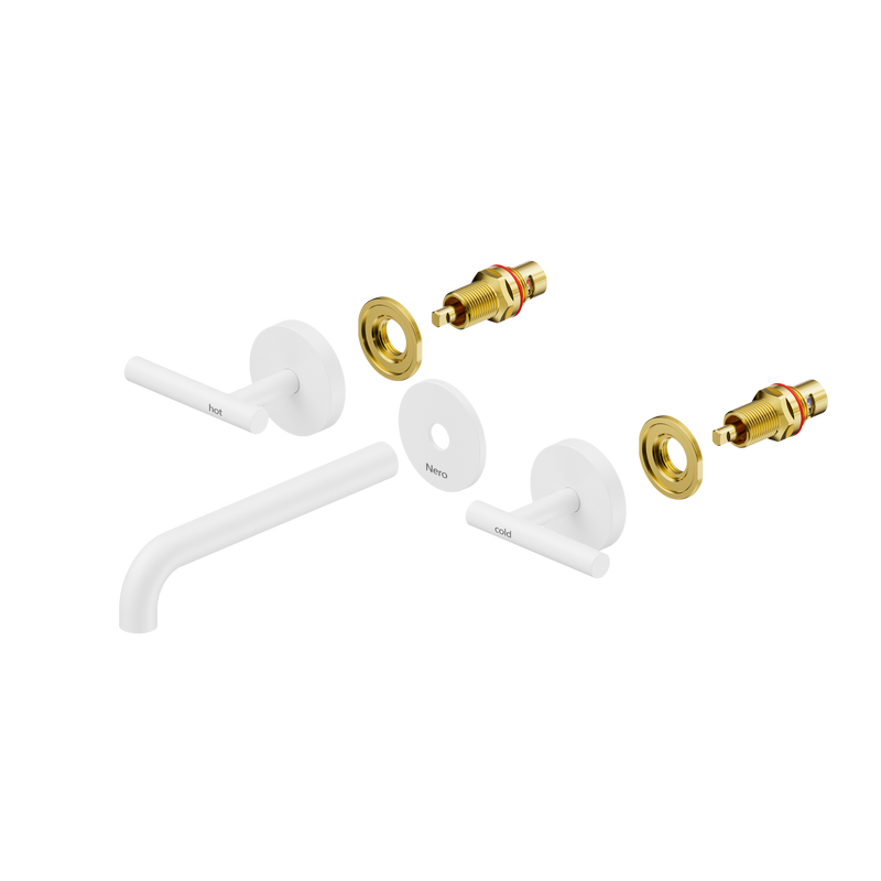 Mecca Lever Wall Basin/Bath Set 185mm Spout Trim kits Only Matte White