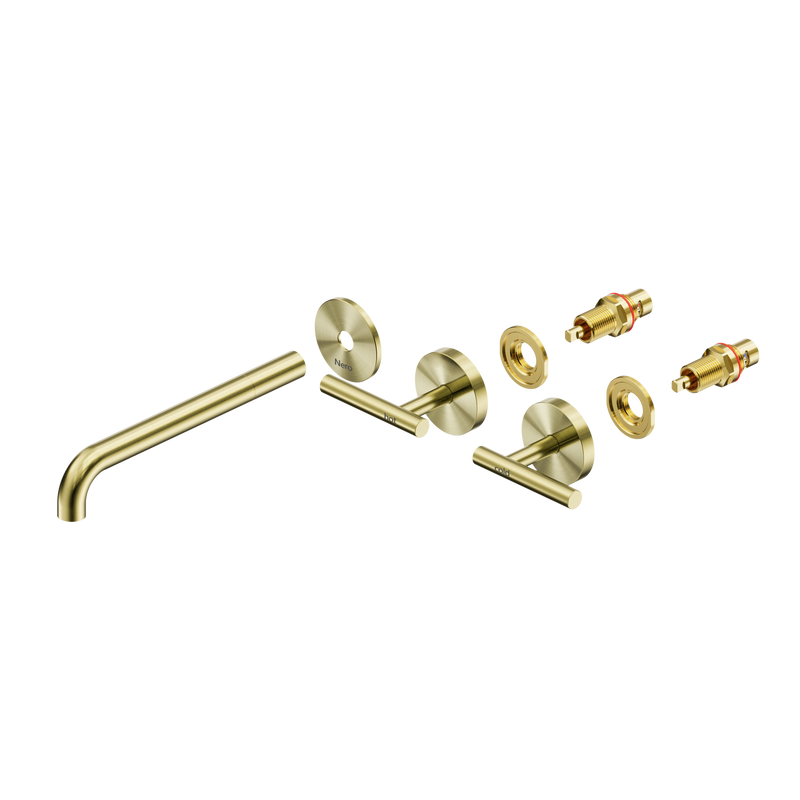 Mecca Lever Wall Basin/Bath Set 220mm Spout Trim kits Only Brushed Gold