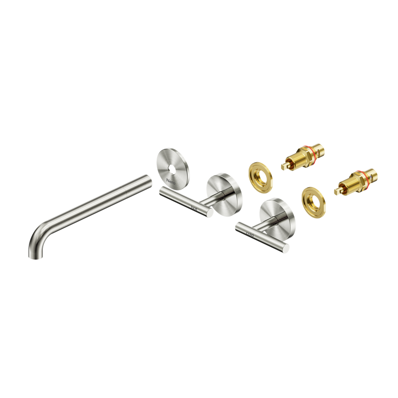 Mecca Lever Wall Basin/Bath Set 220mm Spout Trim kits Only Brushed Nickel