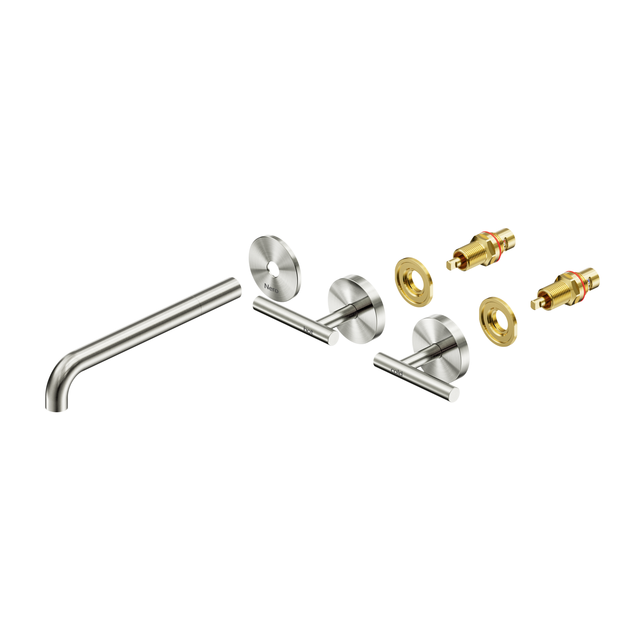 Mecca Lever Wall Basin/Bath Set 220mm Spout Trim kits Only Brushed Nickel