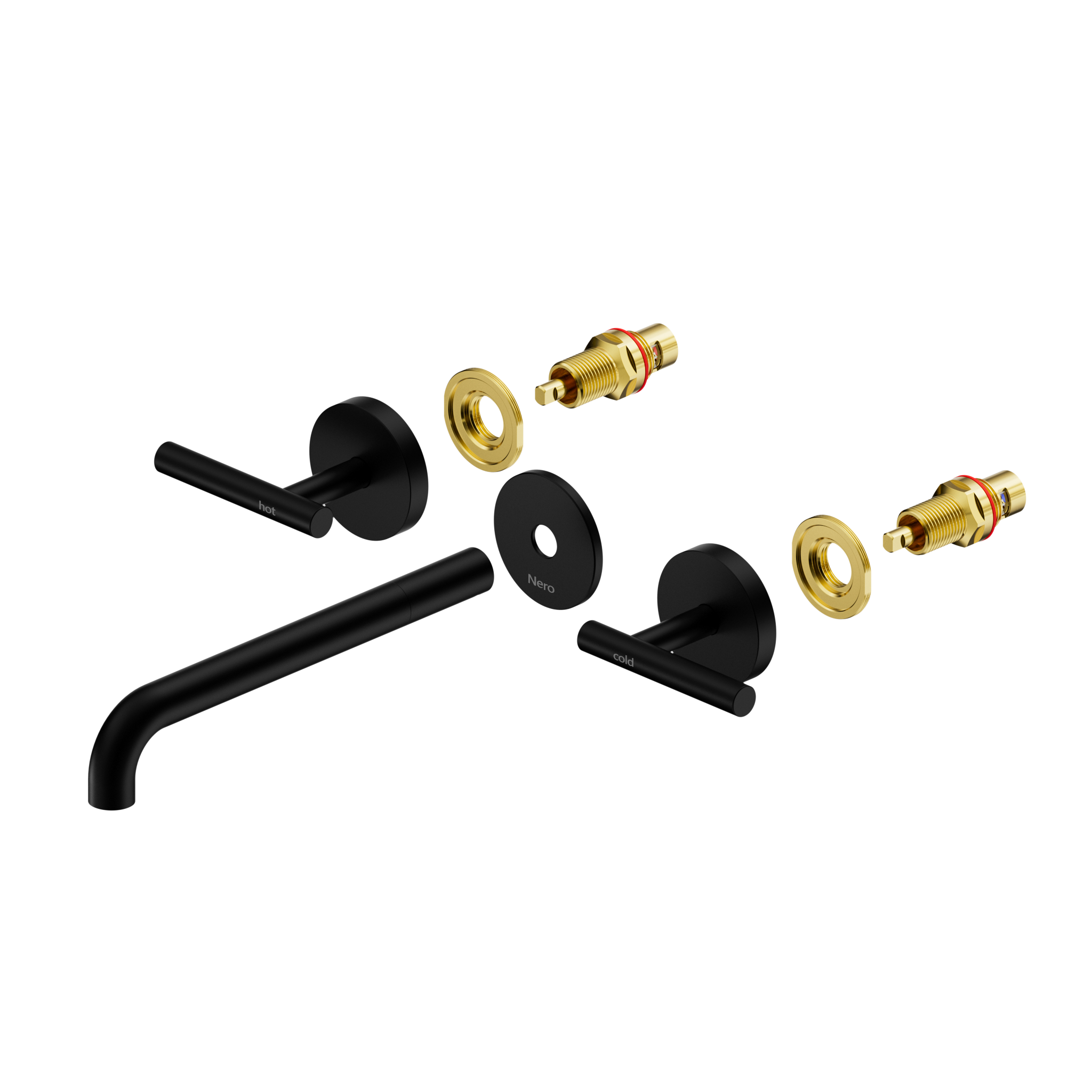 Mecca Lever Wall Basin/Bath Set 220mm Spout Trim kits Only Matte Black