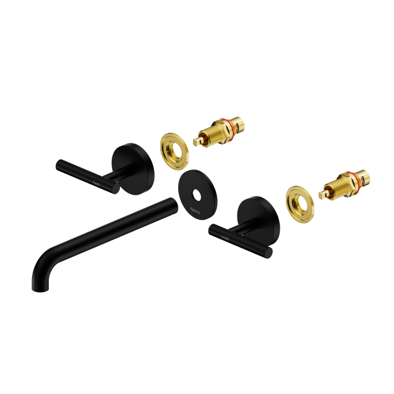 Mecca Lever Wall Basin/Bath Set 220mm Spout Trim kits Only Matte Black