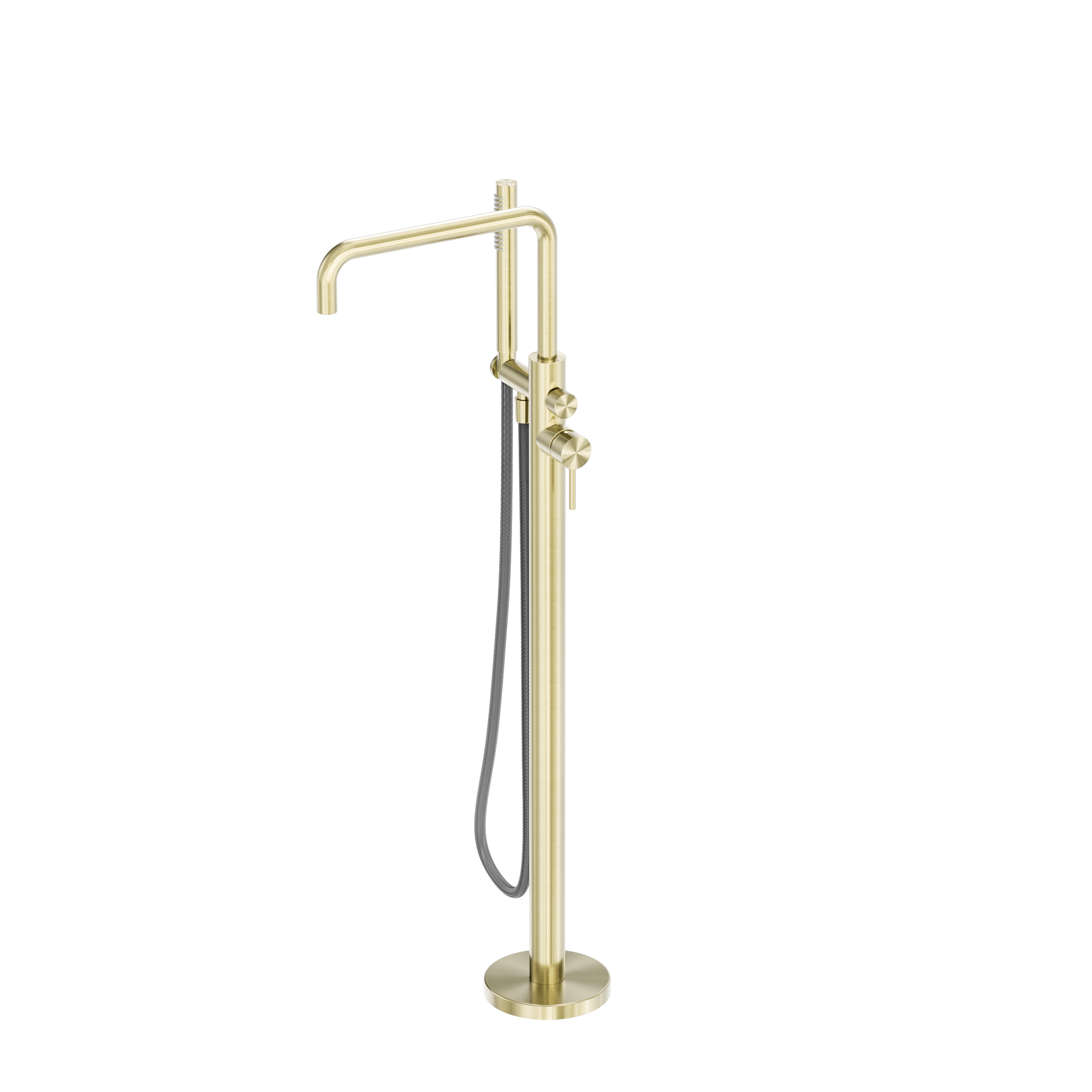 Zen SS316L Freestanding Bath Mixer With Outdoor Shower Hose Brushed Gold