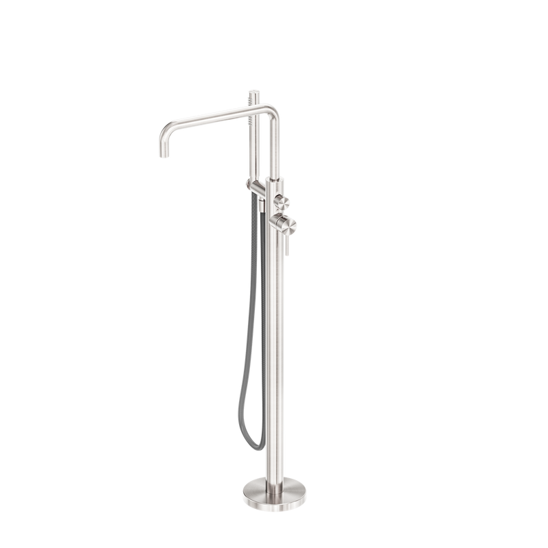 Zen SS316L Freestanding Bath Mixer With Outdoor Shower Hose Brushed Nickel