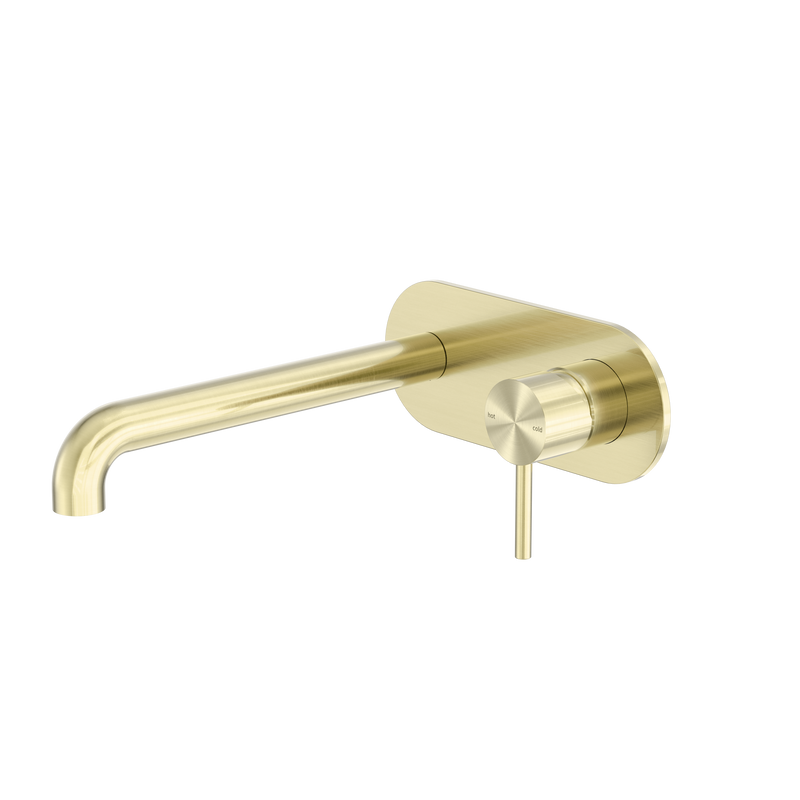 Zen SS316L Wall Basin/Bath Mixer 230mm Spout Brushed Gold