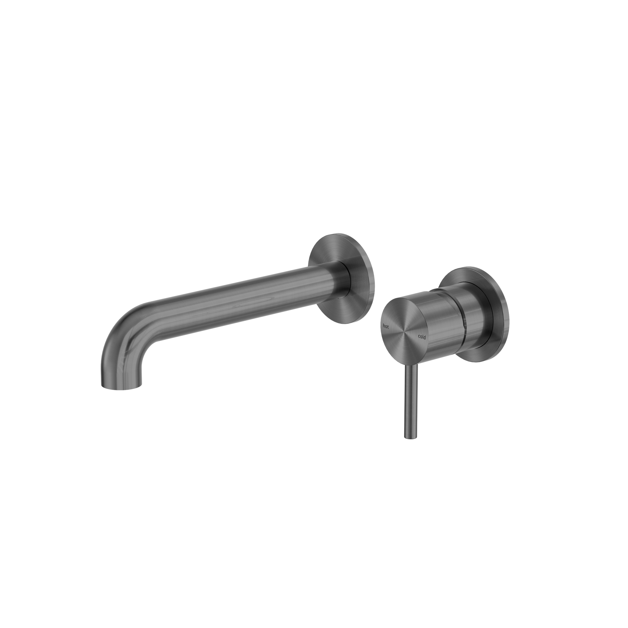 Zen SS316L Wall Basin/Bath Mixer Separate Back Plate 185mm Spout Graphite