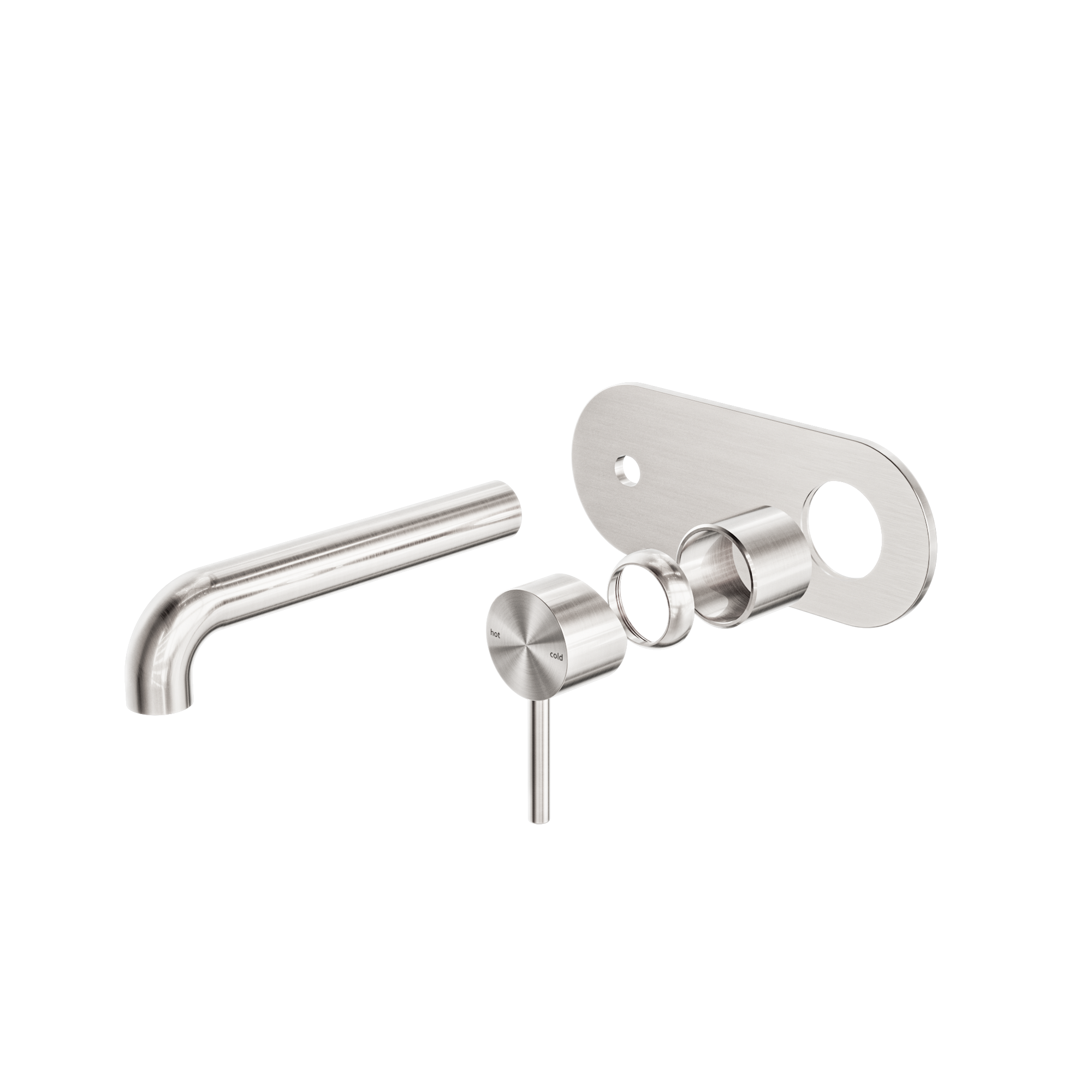 Zen SS316L Wall Basin/Bath Mixer 185mm Spout Trim Kits Only Brushed Nickel