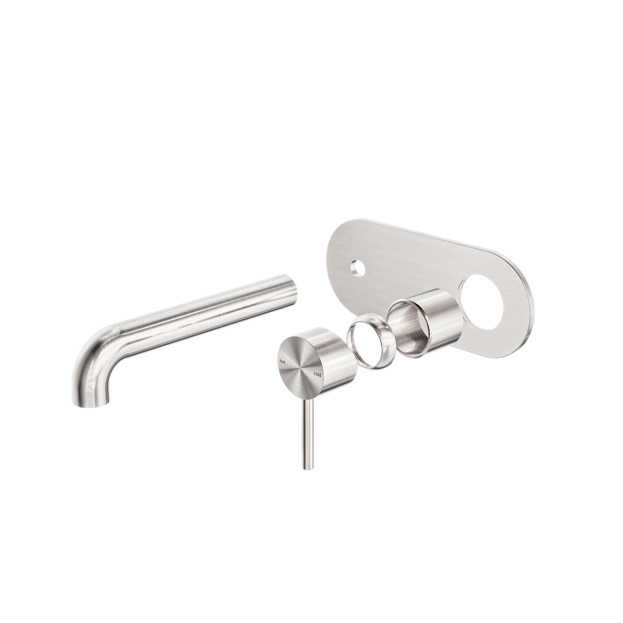 Zen SS316L Wall Basin/Bath Mixer 185mm Spout Trim Kits Only Brushed Nickel