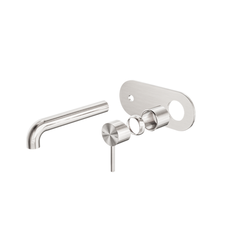 Zen SS316L Wall Basin/Bath Mixer 185mm Spout Trim Kits Only Brushed Nickel