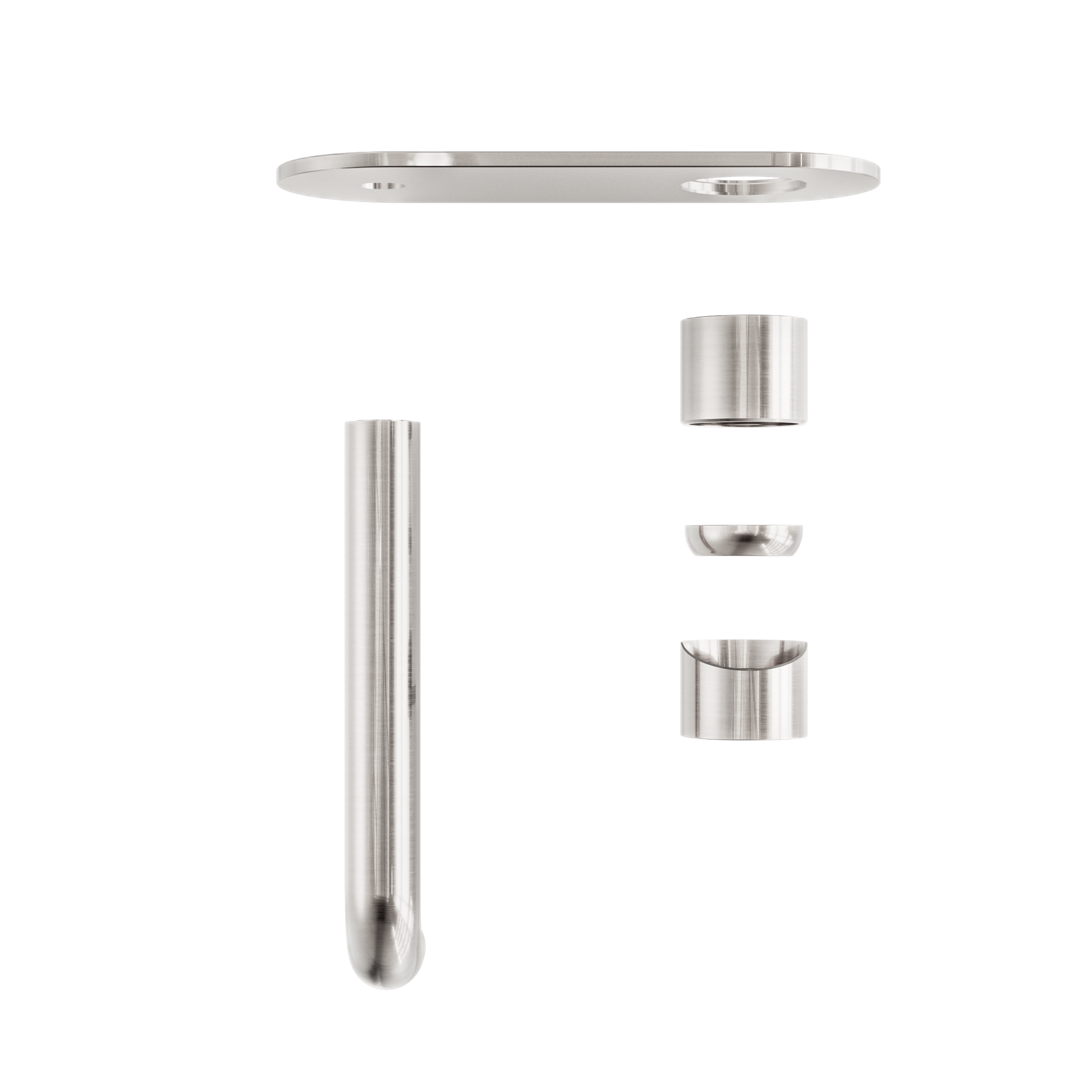 Zen SS316L Wall Basin/Bath Mixer 185mm Spout Trim Kits Only Brushed Nickel