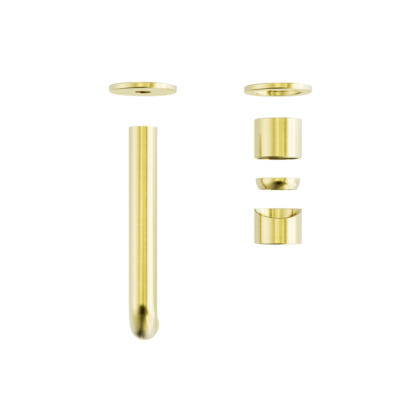 Zen SS316L Wall Basin/Bath Mixer Separate Back Plate 185mm Spout Trim Kits Only Brushed Gold