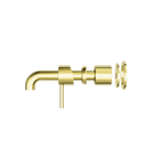 Zen SS316L Wall Basin/Bath Mixer Separate Back Plate 185mm Spout Trim Kits Only Brushed Gold