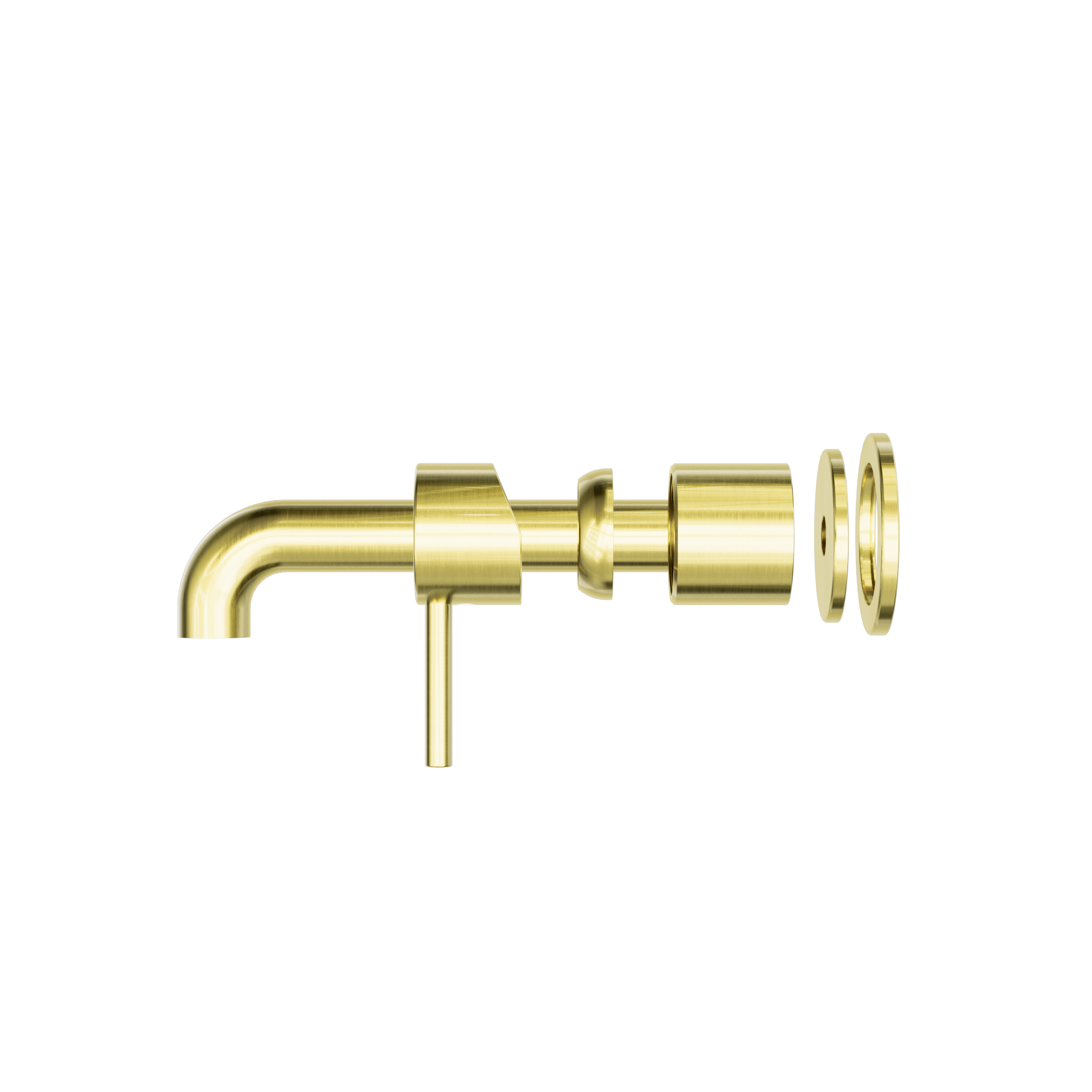 Zen SS316L Wall Basin/Bath Mixer Separate Back Plate 185mm Spout Trim Kits Only Brushed Gold