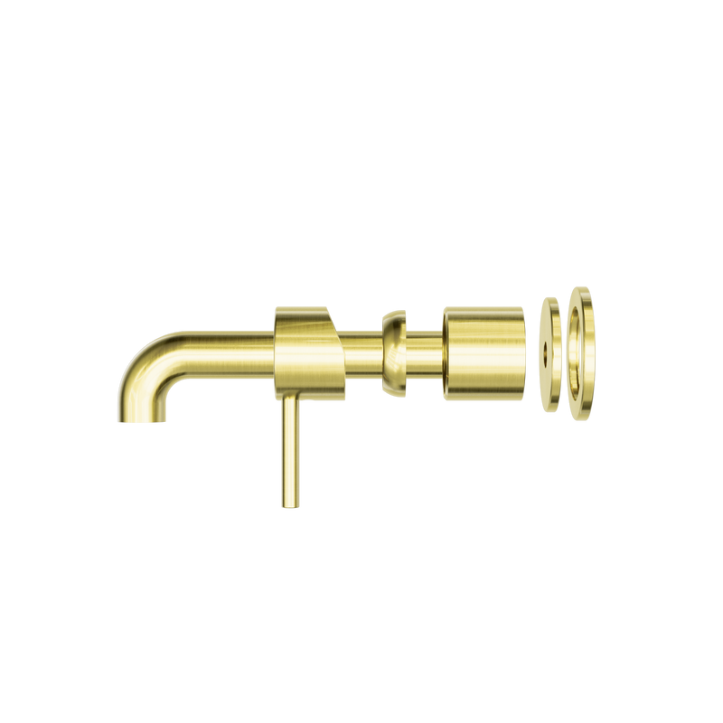 Zen SS316L Wall Basin/Bath Mixer Separate Back Plate 185mm Spout Trim Kits Only Brushed Gold