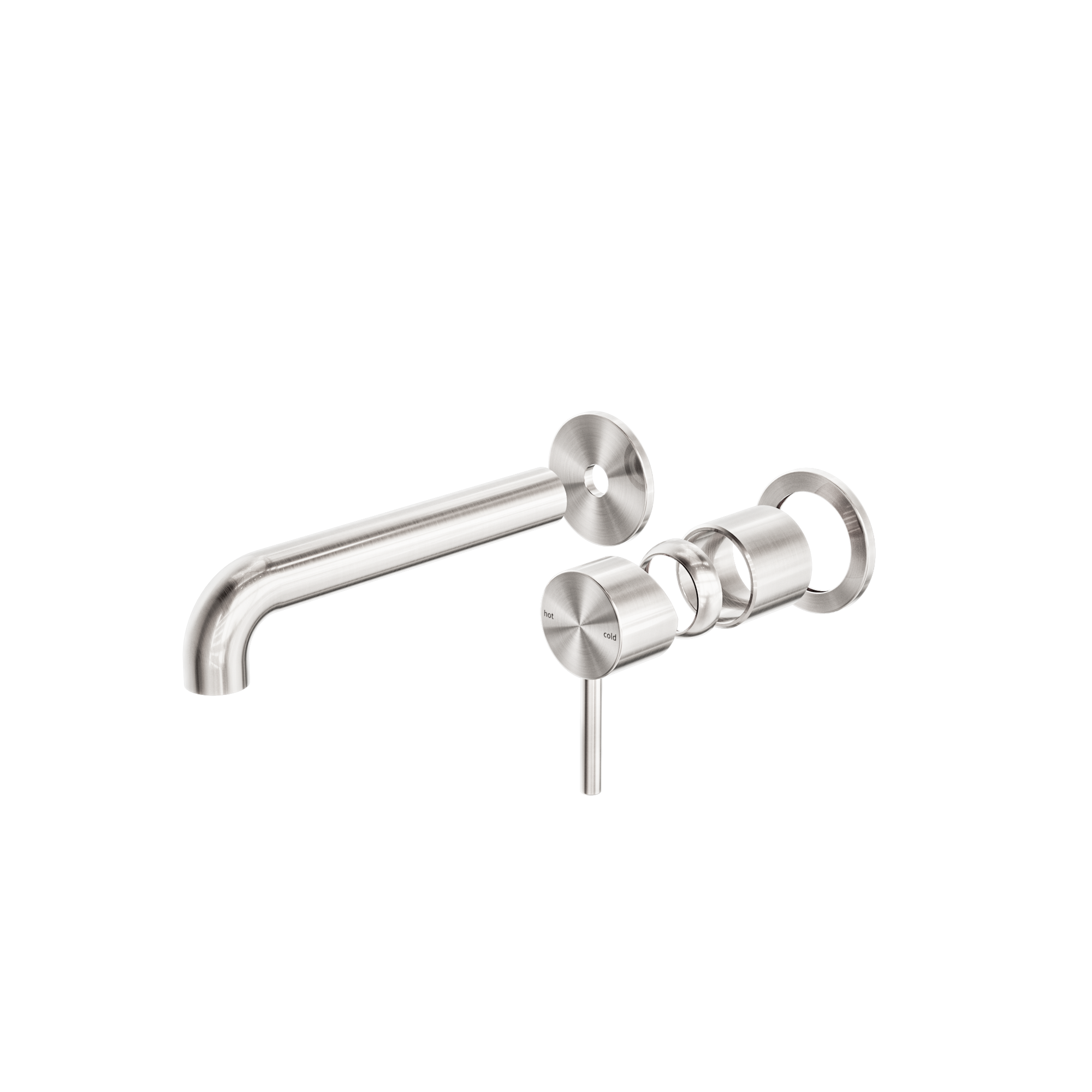 Zen SS316L Wall Basin/Bath Mixer Separate Back Plate 185mm Spout Trim Kits Only Brushed Nickel