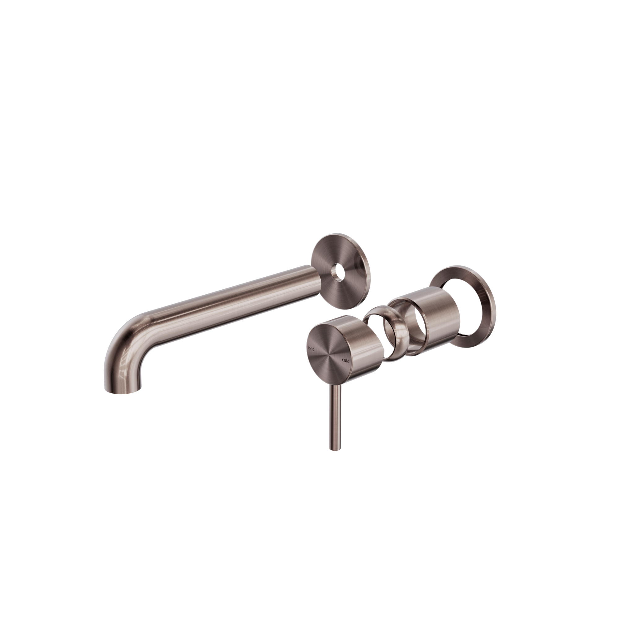 Zen SS316L Wall Basin/Bath Mixer Separate Back Plate 185mm Spout Trim Kits Only Brushed Bronze