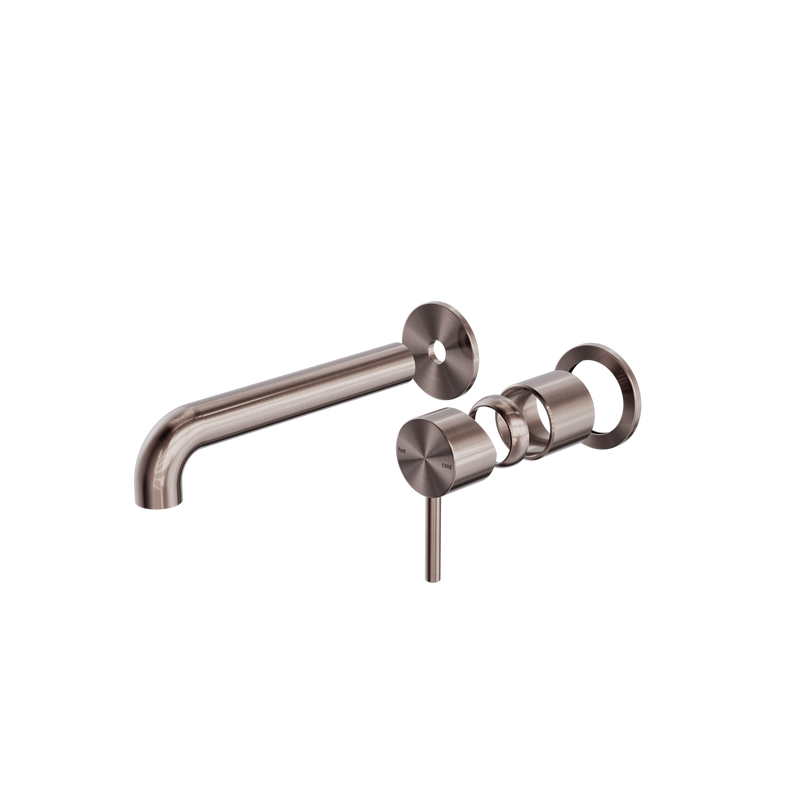 Zen SS316L Wall Basin/Bath Mixer Separate Back Plate 185mm Spout Trim Kits Only Brushed Bronze
