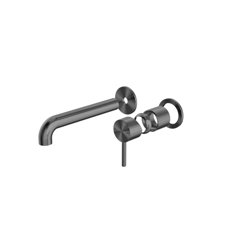 Zen SS316L Wall Basin/Bath Mixer Separate Back Plate 185mm Spout Trim Kits Only Graphite