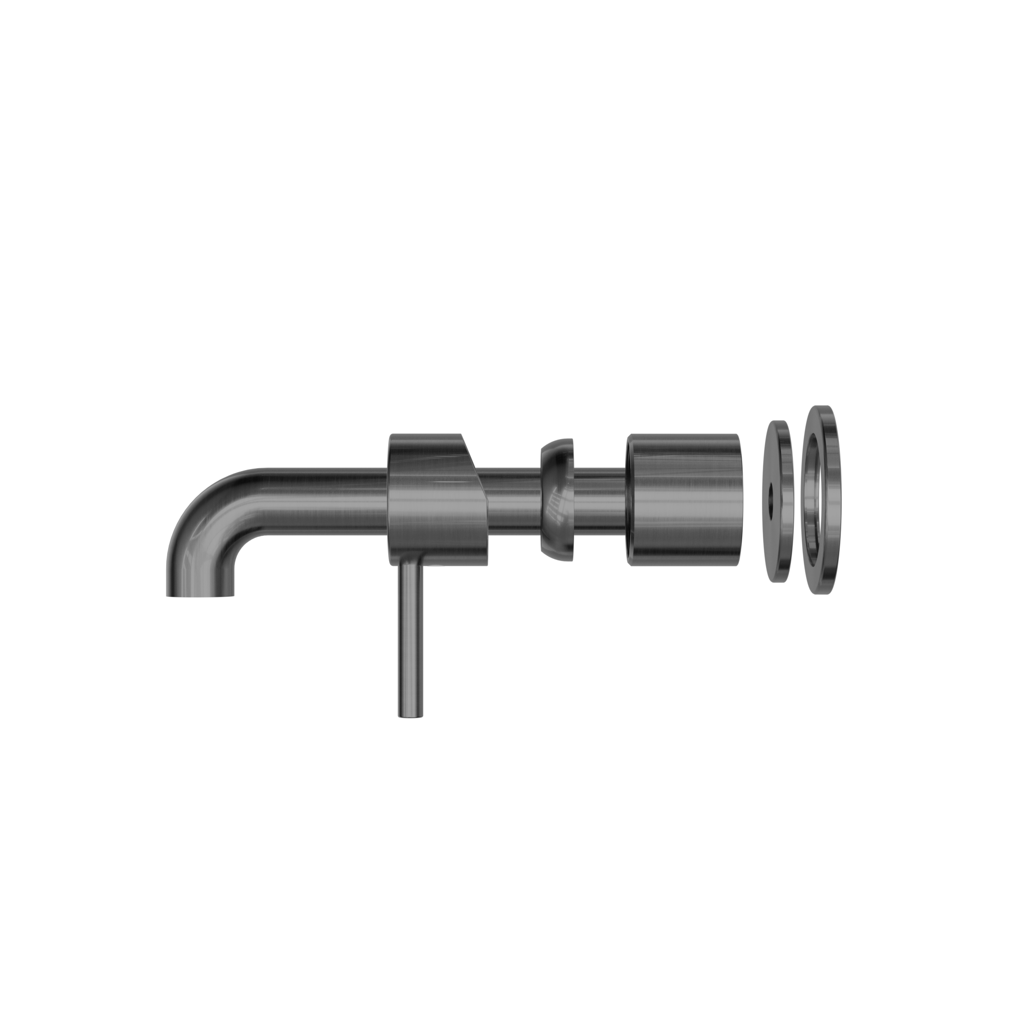 Zen SS316L Wall Basin/Bath Mixer Separate Back Plate 185mm Spout Trim Kits Only Graphite