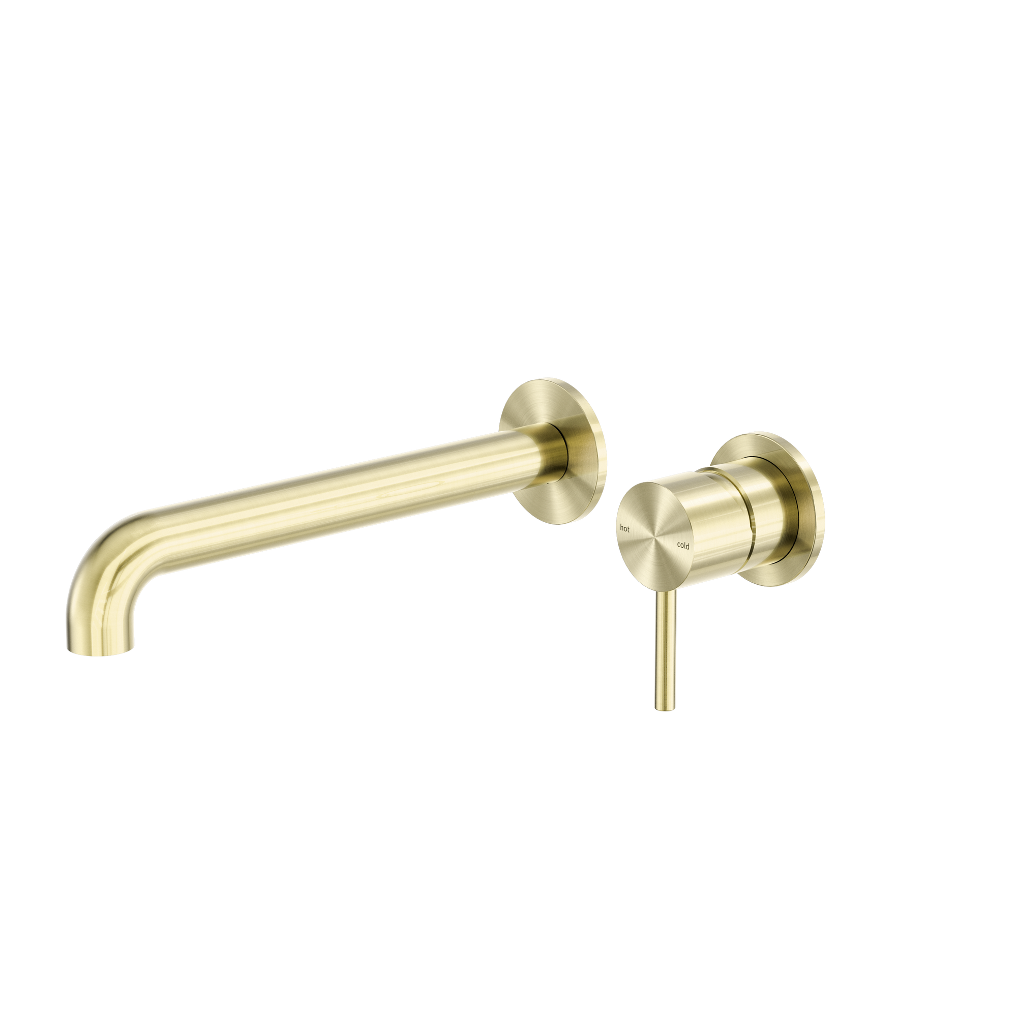 Zen SS316L Wall Basin/Bath Mixer Separate Back Plate 230mm Spout Brushed Gold