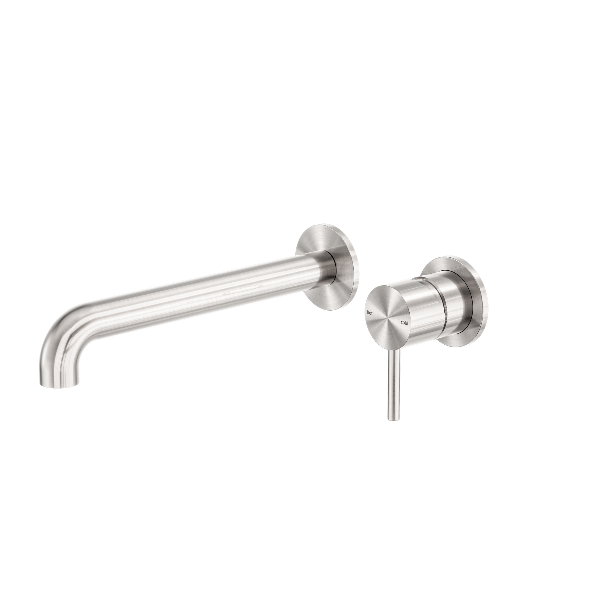 Zen SS316L Wall Basin/Bath Mixer Separate Back Plate 230mm Spout Brushed Nickel
