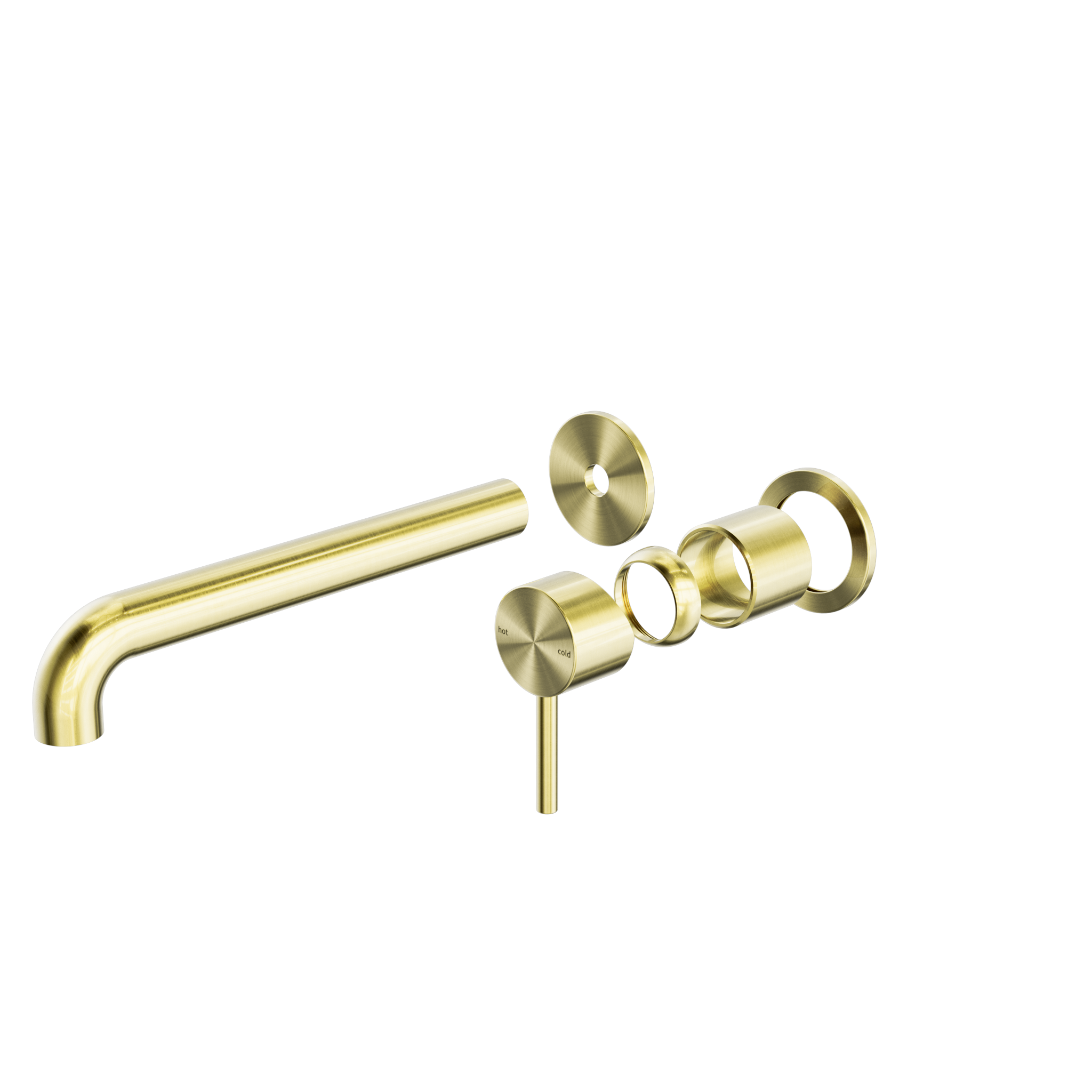 Zen SS316L Wall Basin/Bath Mixer Separate Back Plate 230mm Spout Trim Kits Only Brushed Gold