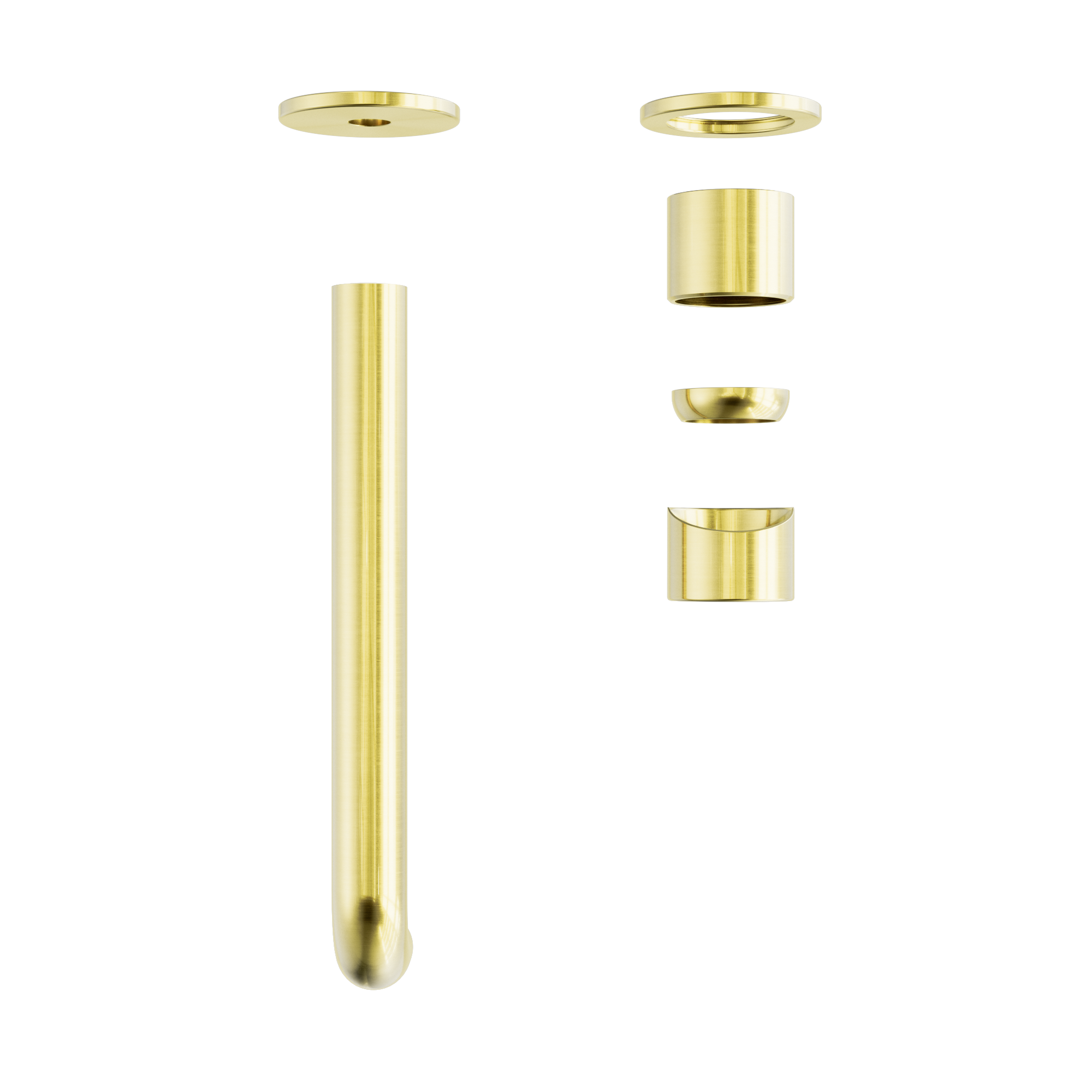 Zen SS316L Wall Basin/Bath Mixer Separate Back Plate 230mm Spout Trim Kits Only Brushed Gold