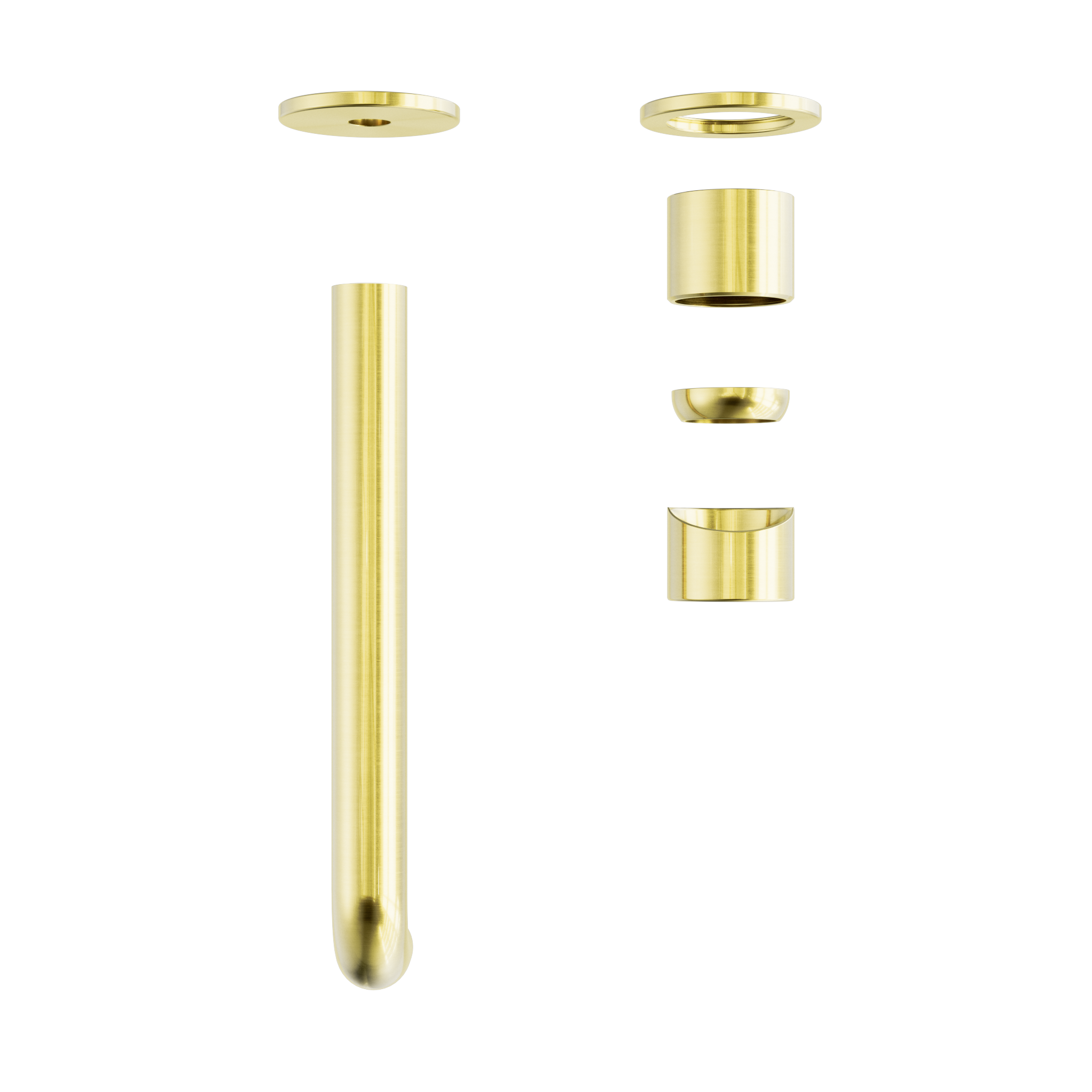 Zen SS316L Wall Basin/Bath Mixer Separate Back Plate 230mm Spout Trim Kits Only Brushed Gold