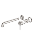Zen SS316L Wall Basin/Bath Mixer Separate Back Plate 230mm Spout Trim Kits Only Brushed Nickel