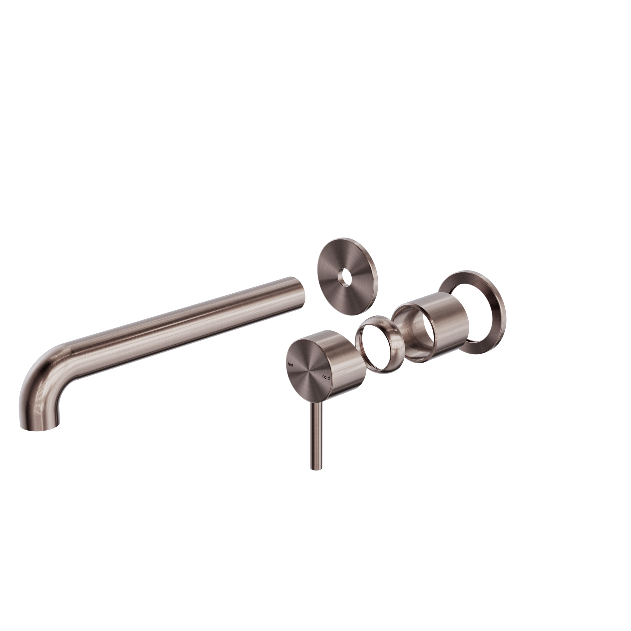 Zen SS316L Wall Basin/Bath Mixer Separate Back Plate 230mm Spout Trim Kits Only Brushed Bronze