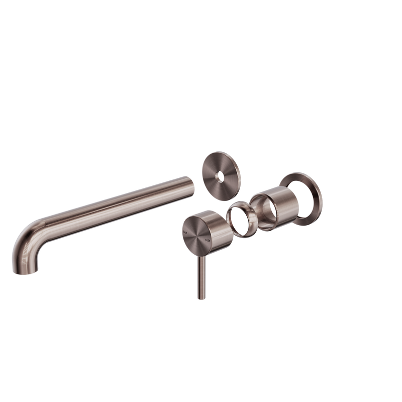 Zen SS316L Wall Basin/Bath Mixer Separate Back Plate 230mm Spout Trim Kits Only Brushed Bronze