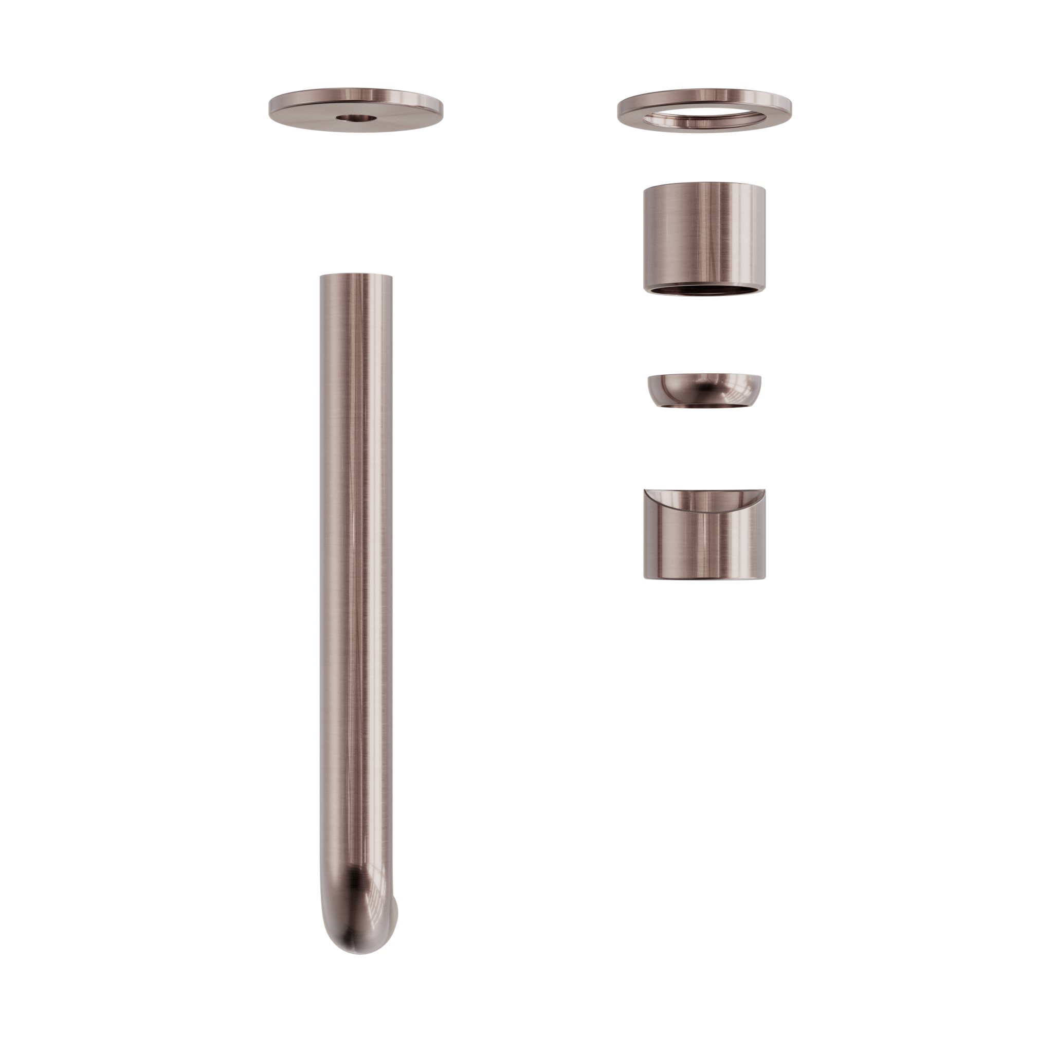 Zen SS316L Wall Basin/Bath Mixer Separate Back Plate 230mm Spout Trim Kits Only Brushed Bronze