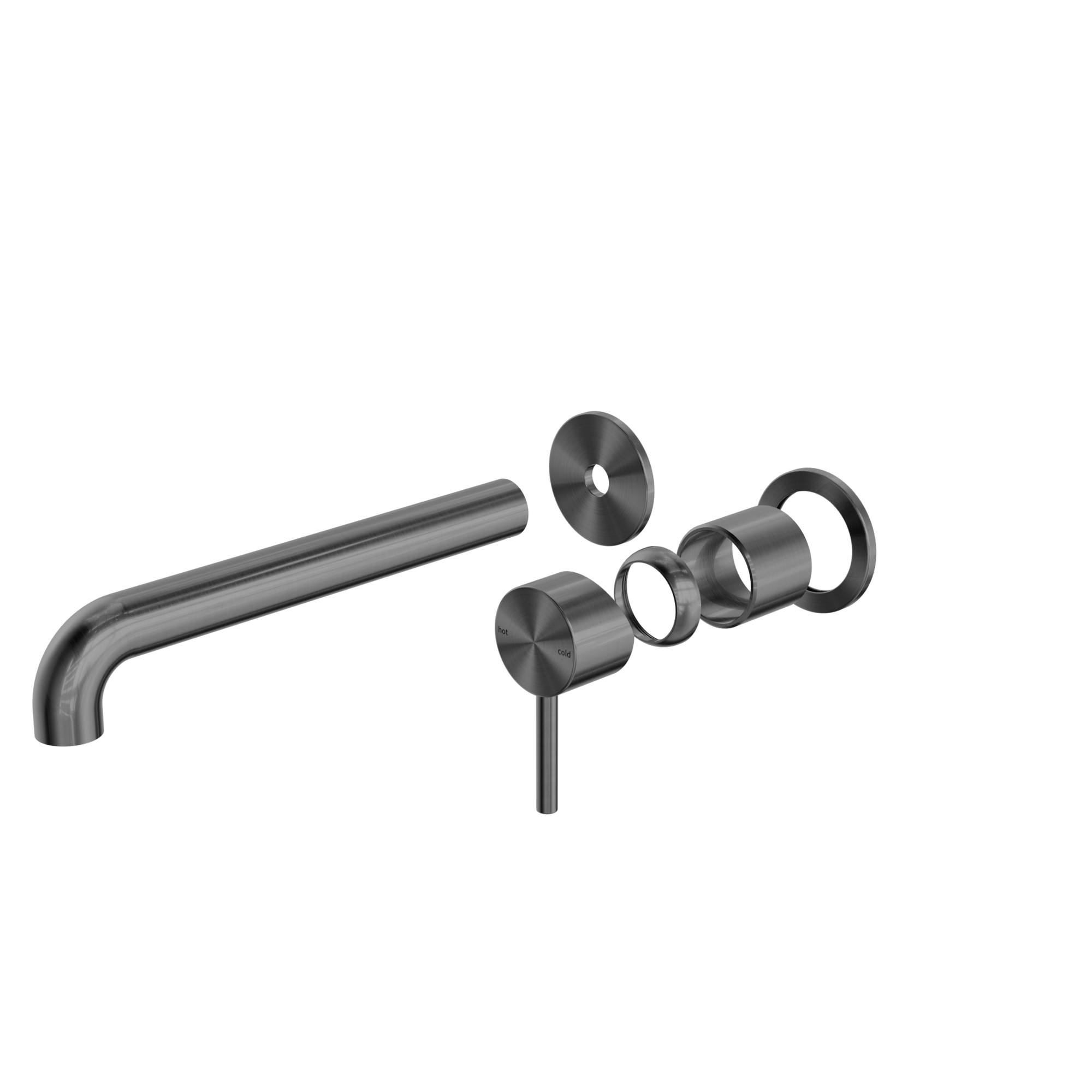 Zen SS316L Wall Basin/Bath Mixer Separate Back Plate 230mm Spout Trim Kits Only Graphite