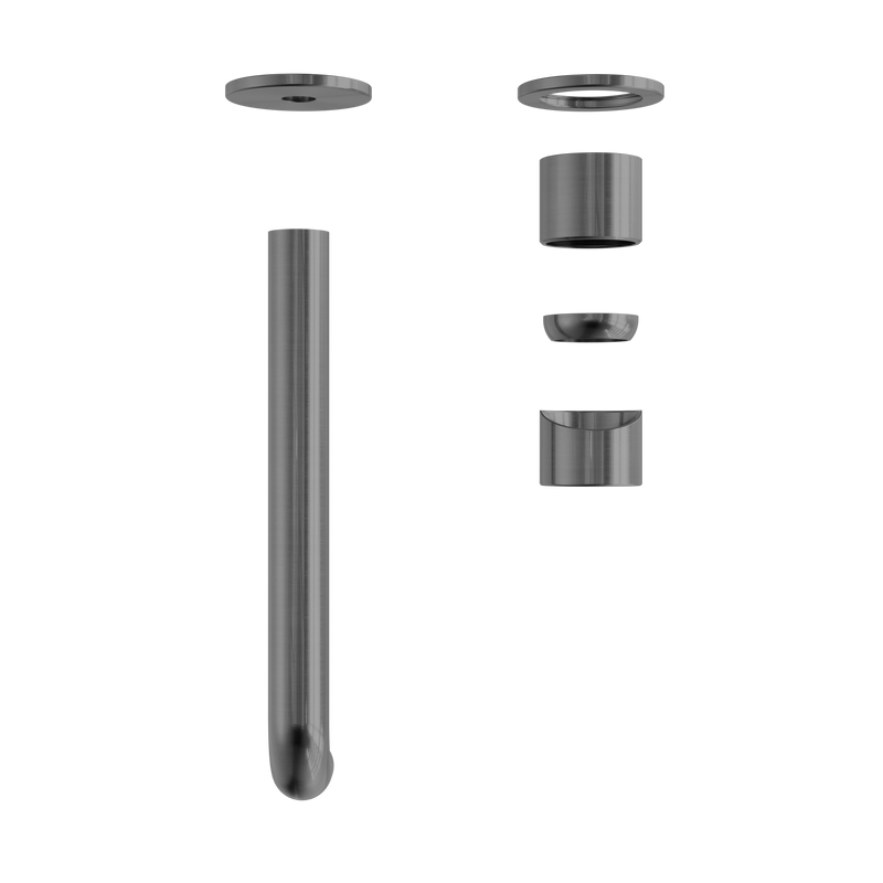 Zen SS316L Wall Basin/Bath Mixer Separate Back Plate 230mm Spout Trim Kits Only Graphite