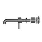 Zen SS316L Wall Basin/Bath Mixer Separate Back Plate 230mm Spout Trim Kits Only Graphite