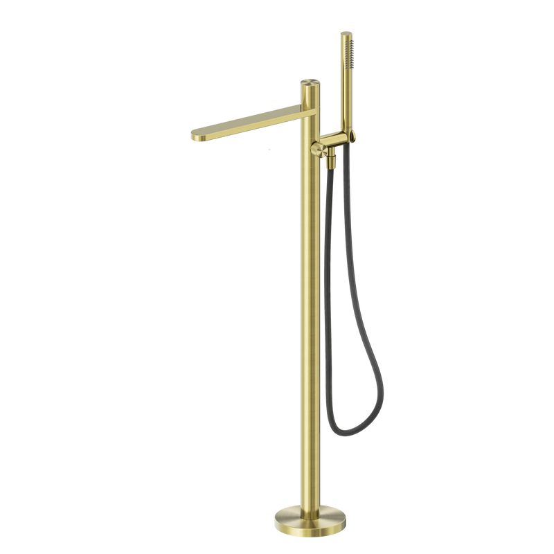 Pure SS316L Progressive Freestanding Bath Mixer With Outdoor Shower Hose Brushed Gold
