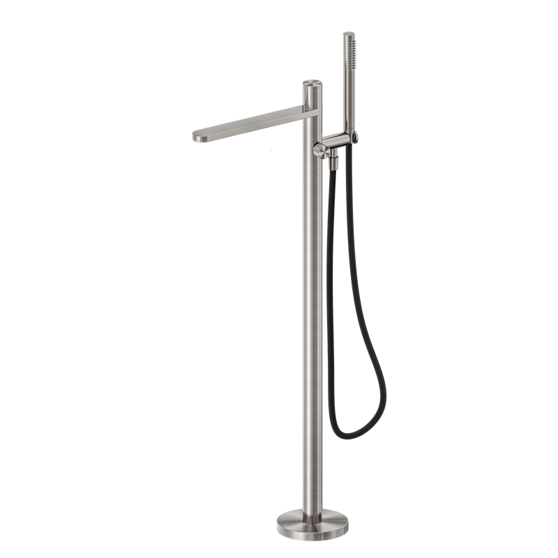 Pure SS316L Progressive Freestanding Bath Mixer With Outdoor Shower Hose Brushed Nickel
