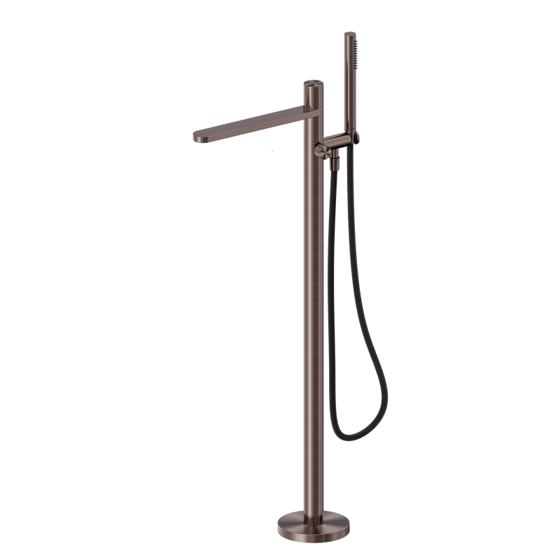 Pure SS316L Progressive Freestanding Bath Mixer With Outdoor Shower Hose Brushed Bronze