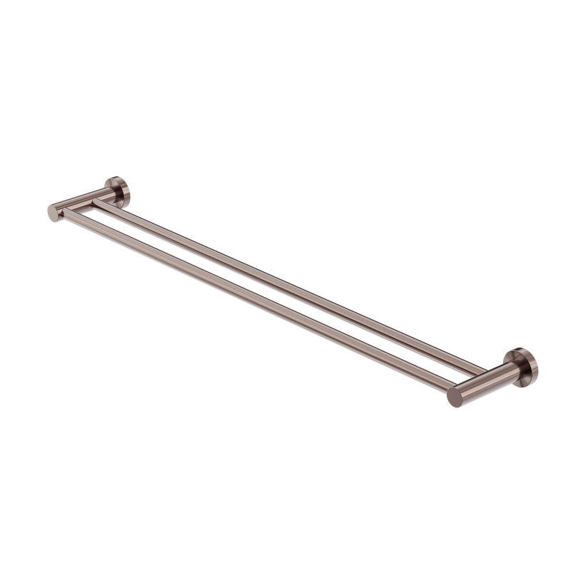 Mecca Double Towel Rail 800mm Brushed Bronze