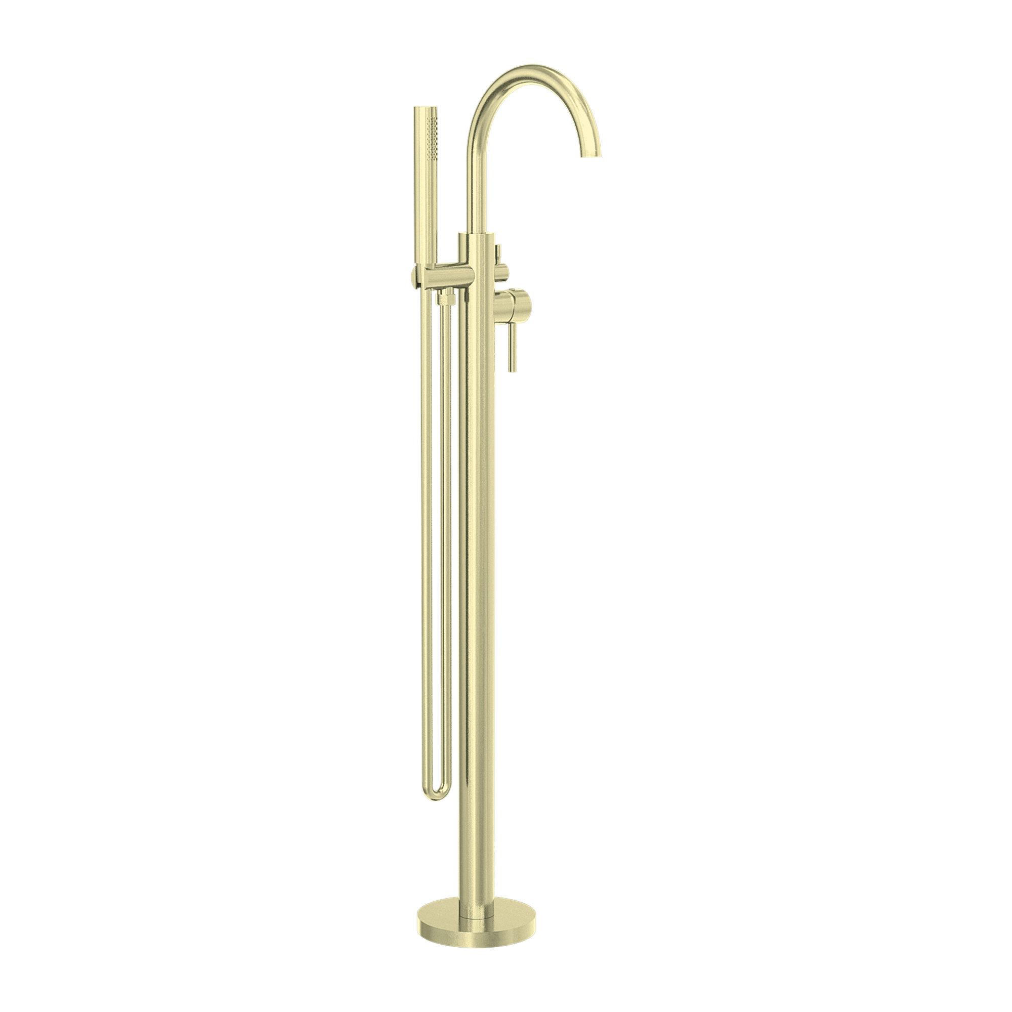 Mecca Round Freestanding Mixer With Hand Shower Brushed Gold