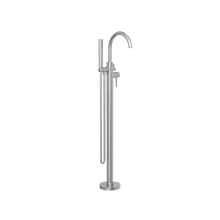 Mecca Round Freestanding Mixer With Hand Shower Brushed Nickel