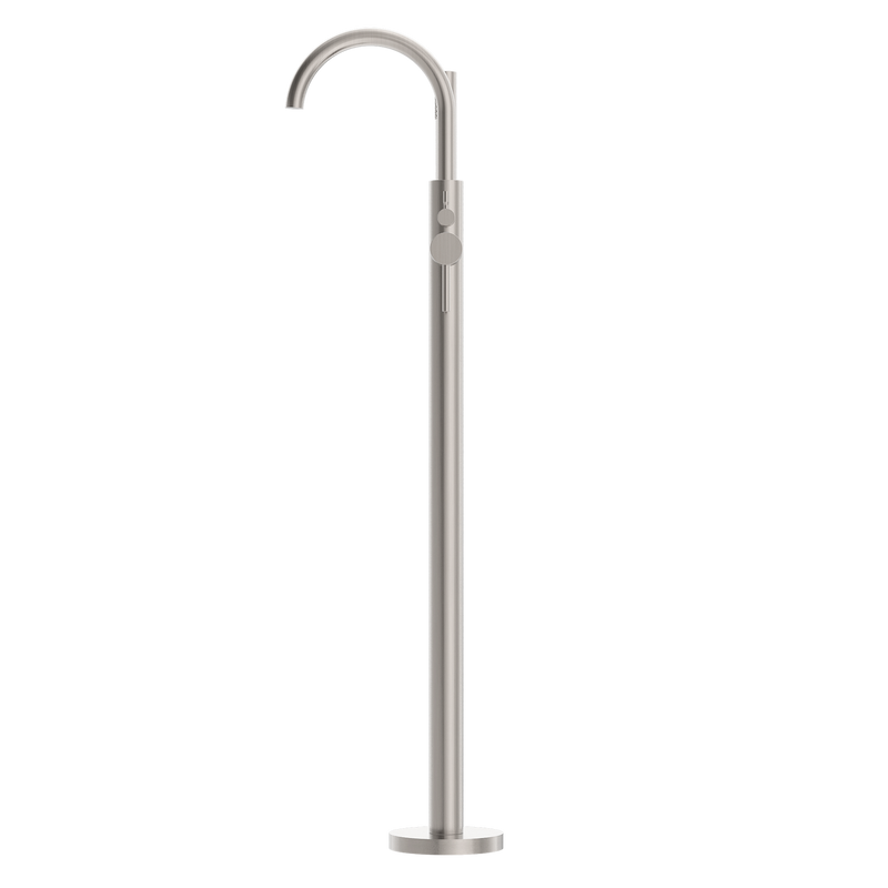 Mecca Round Freestanding Mixer With Hand Shower Brushed Nickel