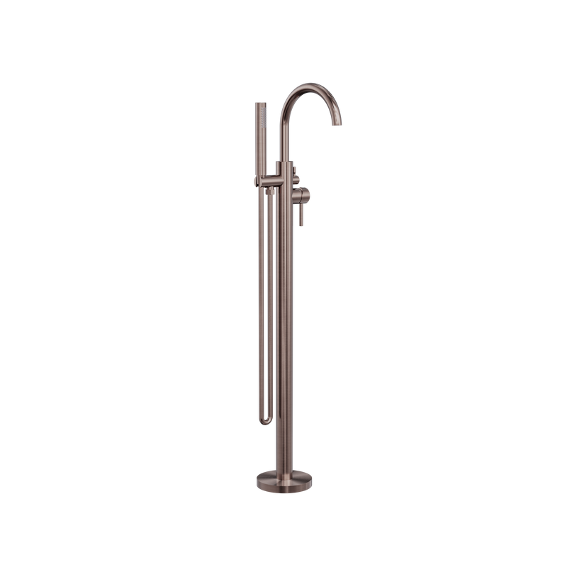 Mecca Round Freestanding Mixer With Hand Shower Brushed Bronze
