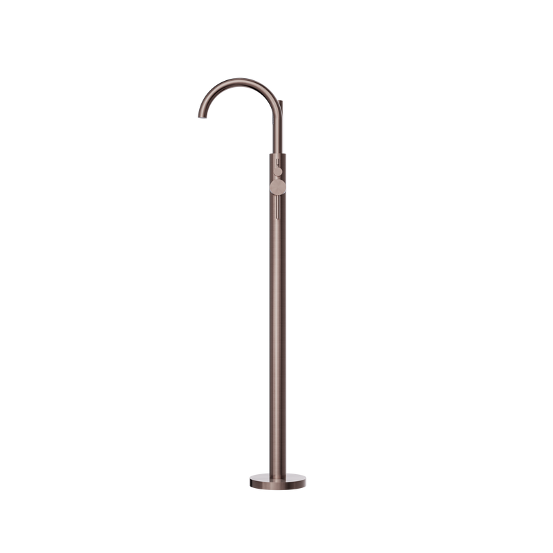 Mecca Round Freestanding Mixer With Hand Shower Brushed Bronze