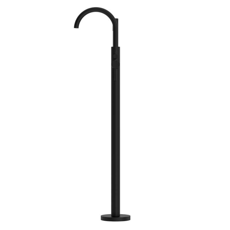 Mecca Round Freestanding Mixer With Hand Shower Matte Black