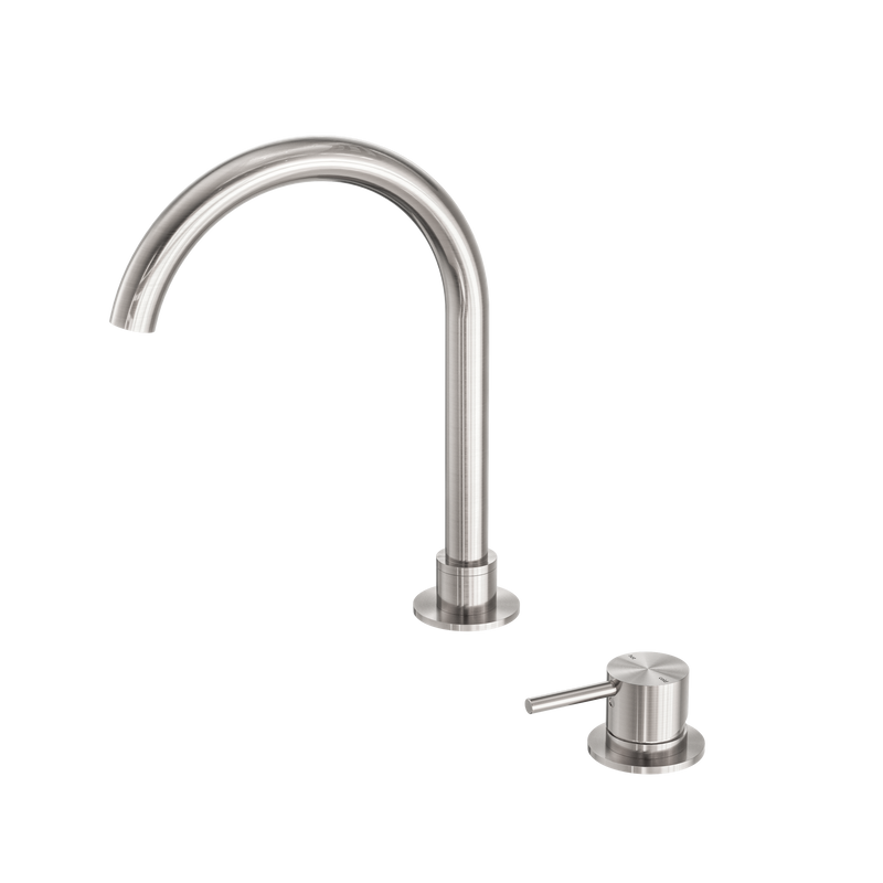 Mecca Hob Basin Mixer Round Swivel Spout Brushed Nickel