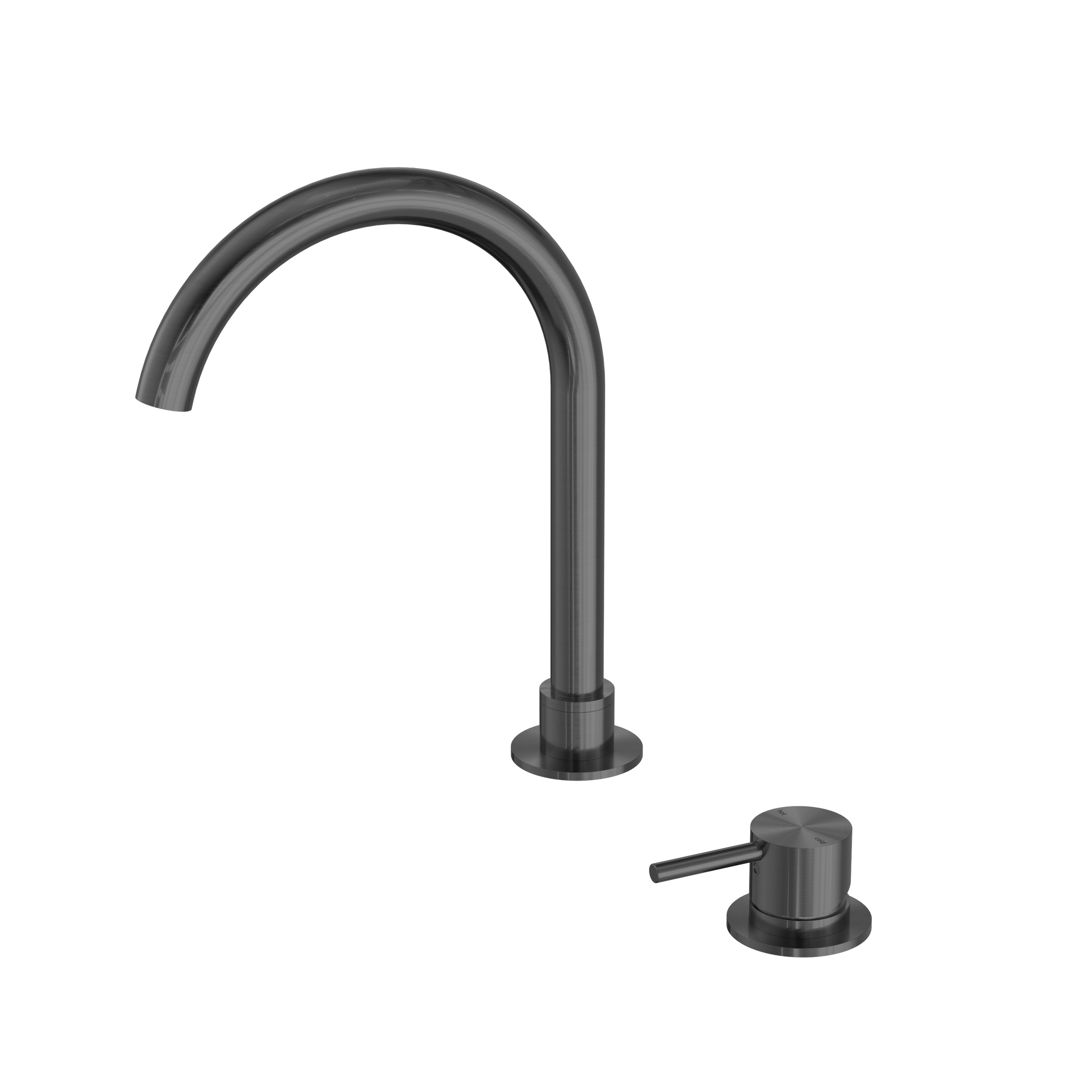 Mecca Hob Basin Mixer Round Swivel Spout Gun Metal