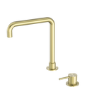 Mecca Hob Basin Mixer Square Swivel Spout Brushed Gold