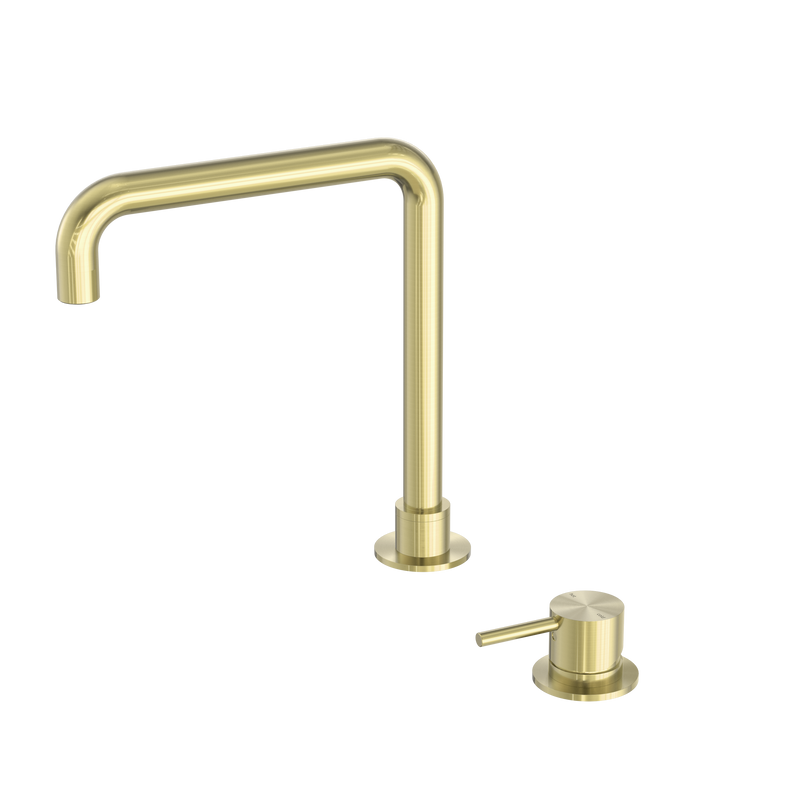 Mecca Hob Basin Mixer Square Swivel Spout Brushed Gold
