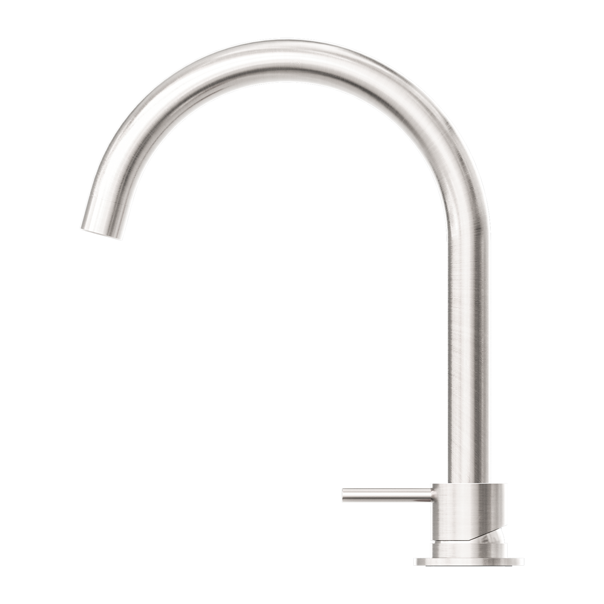 Mecca Hob Basin Mixer Round Swivel Spout Brushed Nickel